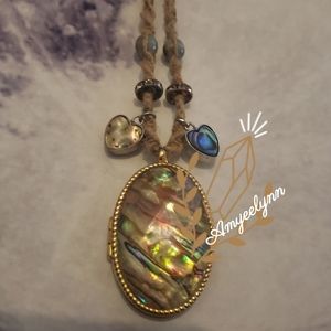 Hand made Macrame and locket necklace